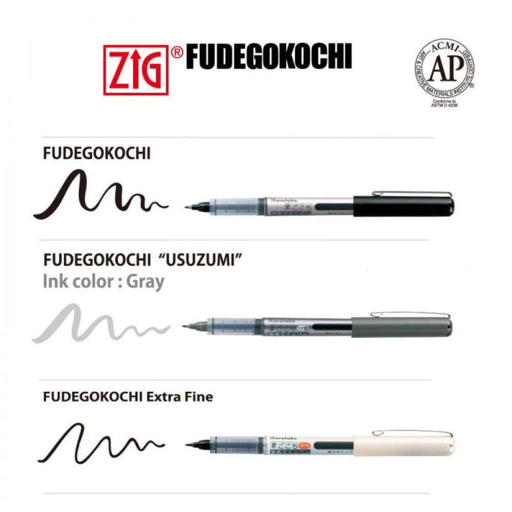 Caneta Kuretake Fudegokochi Gokuboso Preta Extra Fina