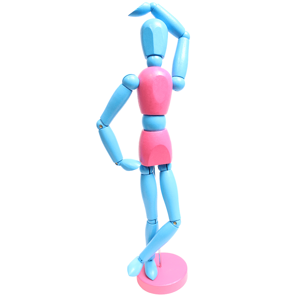Manequim Articulado 30cm Color Azul e Rosa