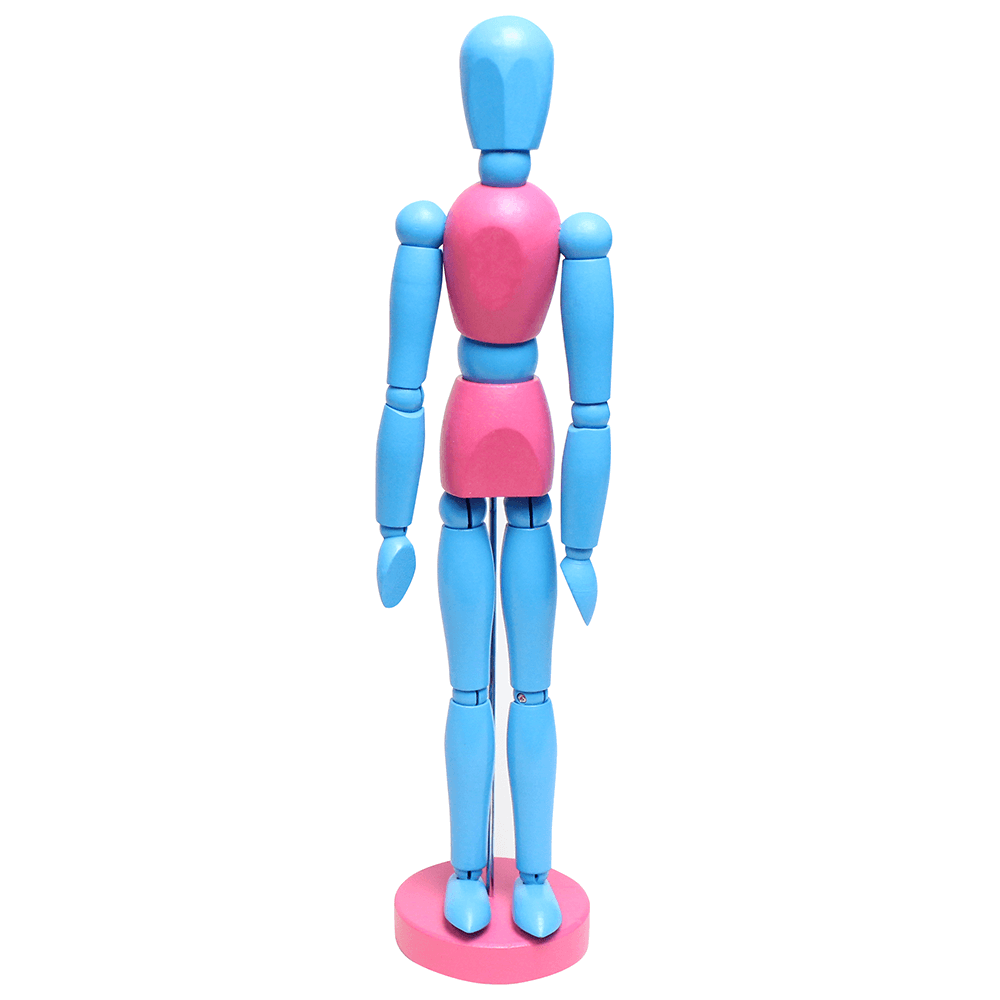 Manequim Articulado 30cm Color Azul e Rosa
