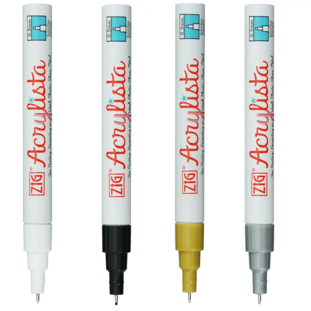 Marcador Artístico Zig Acrylista Kuretake 04 Cores PAC-10/4V