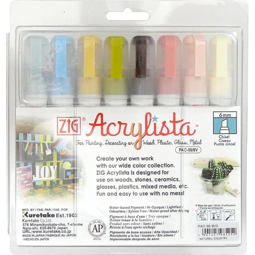 Marcador Artístico Zig Acrylista Kuretake 08 Country Cores PAC-50/8VC