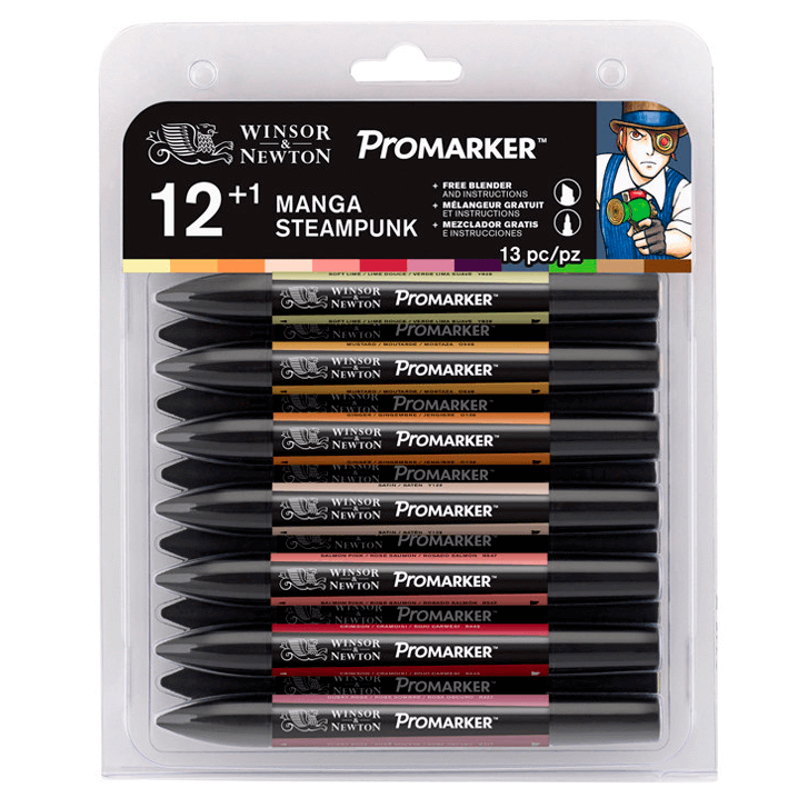 Marcador Promarker Mangá Steampunk 12 Cores + Blender Winsor & Newton