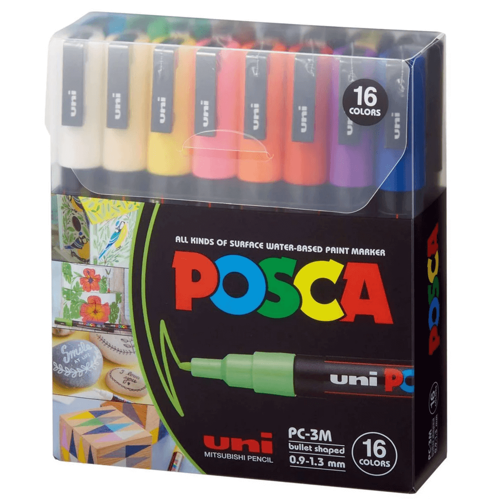 Estojo Caneta Marcador Posca Uni-Ball 16 Cores