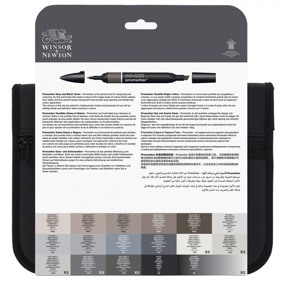 Marcador Promarker Designer 24 Tons de Cinza e Preto Winsor & Newton