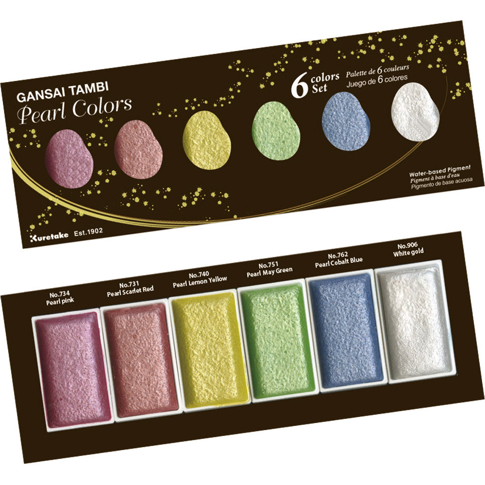 Aquarela Kuretake Gansai Tambi 06 Cores Pearl Colors