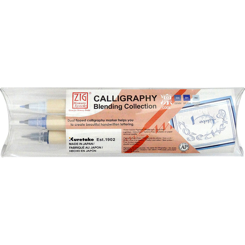 Caneta Caligrafia Artística Zig Kuretake 03 Cores Cool