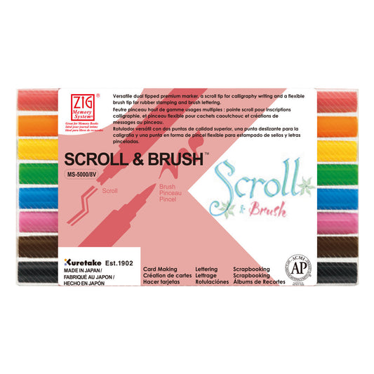 Caneta Zig Kuretake Scroll & Brush 08 Cores