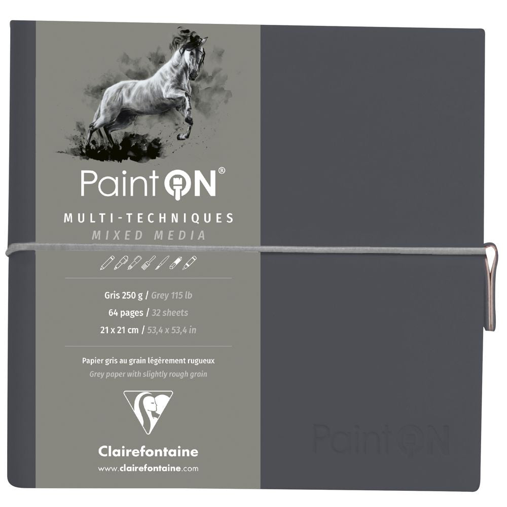 Bloco de Papel Cinza Paint On Clairefontaine Multi-Técnica 250g/m² 19x19cm 