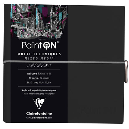 Bloco de Papel Negro Paint On Clairefontaine Multi-Técnica 250g/m² 19x19cm 