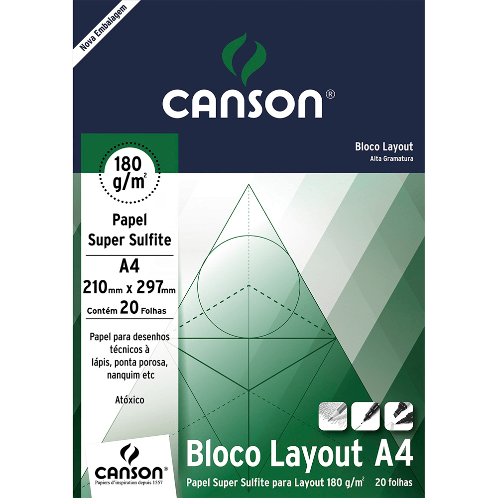 Bloco de Papel Layout Canson 180g/m² A4