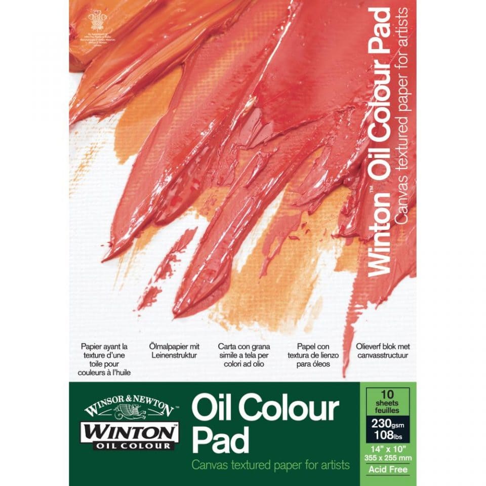 Bloco de Papel Para Óleo Winsor & Newton 230g A4 10 Folhas Textura de Tela