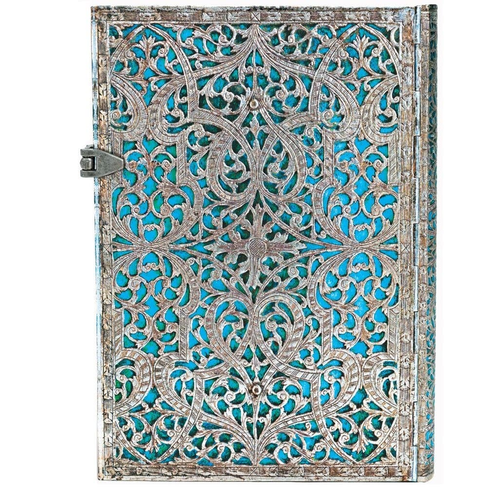 Paperblanks Silver Filigree Maya Blue Capa Dura Midi Pautado