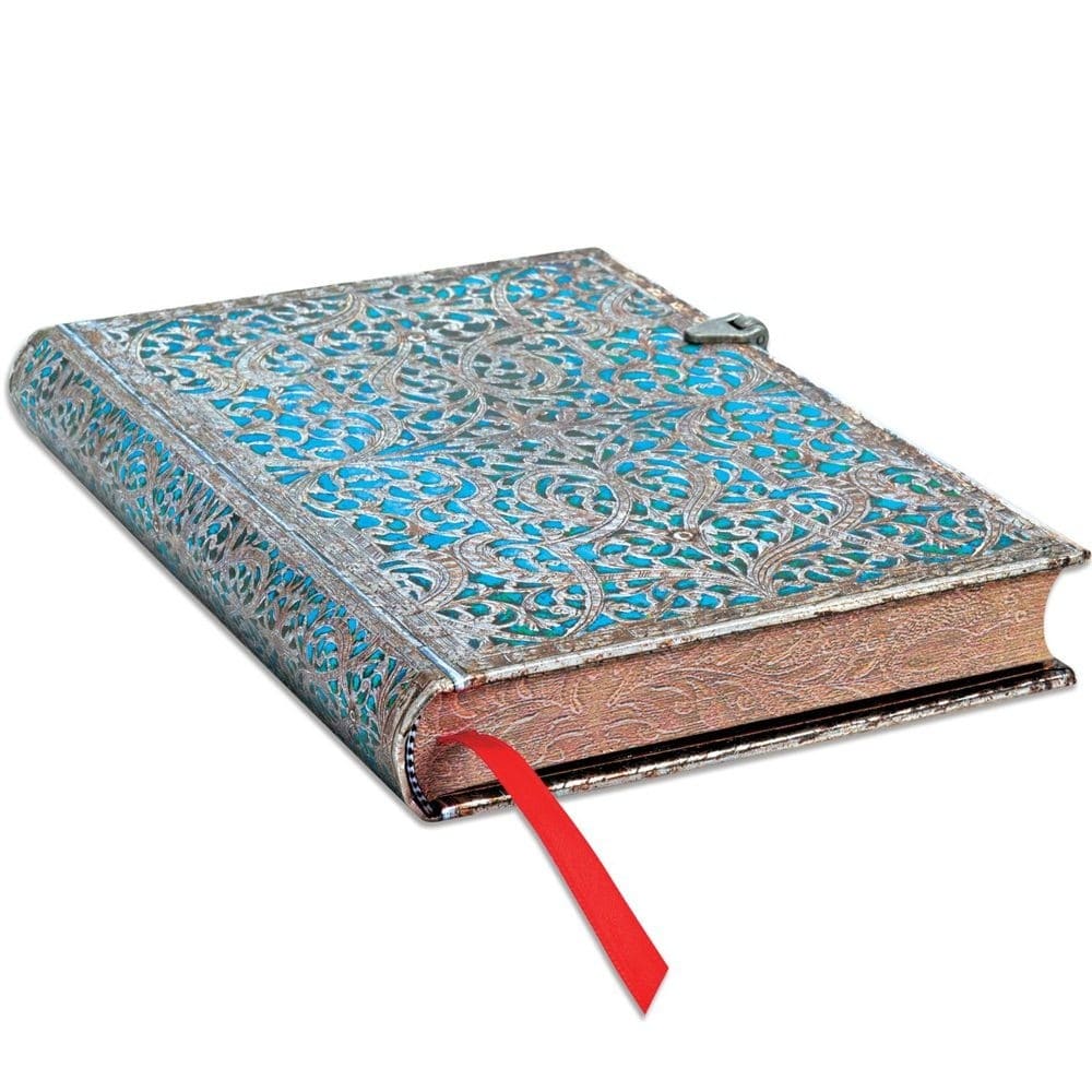 Paperblanks Silver Filigree Maya Blue Capa Dura Midi Pautado