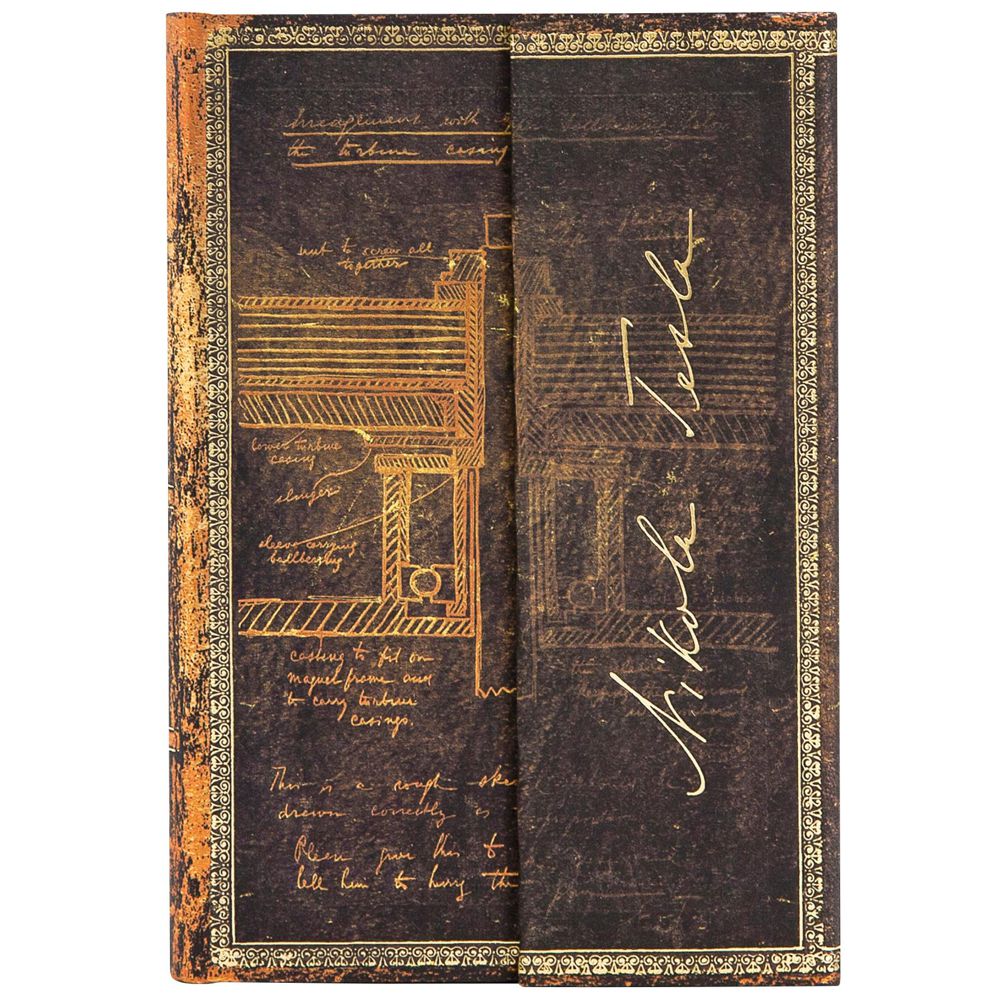 Paperblanks Tesla, Sketch of a Turbine Capa Dura Mini Pautado