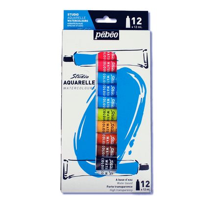 Tinta Aquarela em Tubo Pébéo 12 Cores 12ml