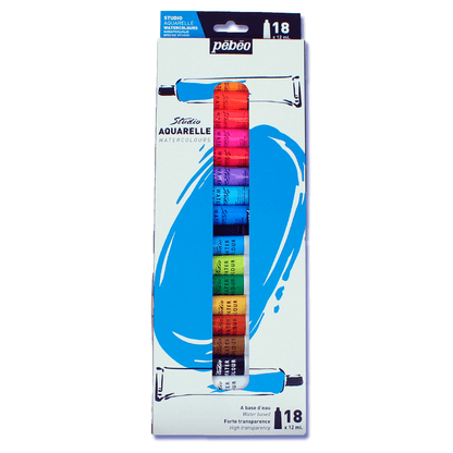 Tinta Aquarela em Tubo Pébéo 18 Cores 12 ml