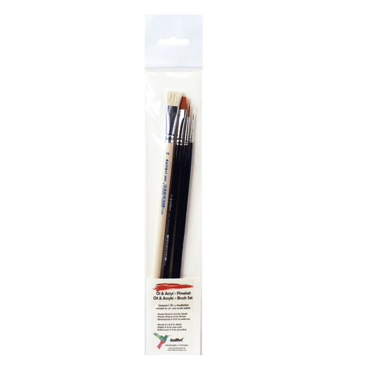 Kit de Pincéis Kolibri 4 Peças Para Óleo e Acrílica PB6000A