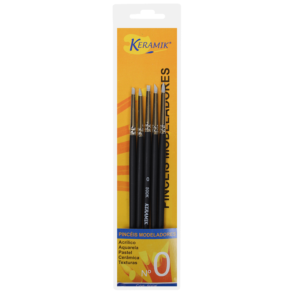 Pincel Modelador de Silicone N° 00 Keramik 05 Peças