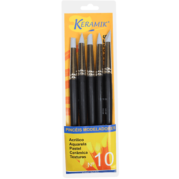 Pincel Modelador de Silicone N° 10 Keramik 05 Peças