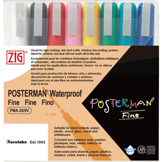 Estojo Marcador Zig Posterman Kuretake 8 Cores PMA-20