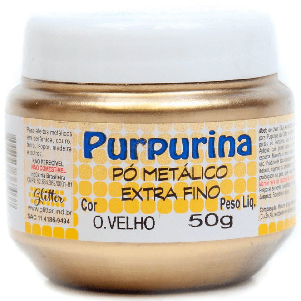 Purpurina em Pó Ouro Velho 50g Glitter