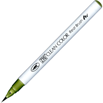 Caneta Pincel Kuretake Zig Clean Color Real Brush Smoky Olive 404