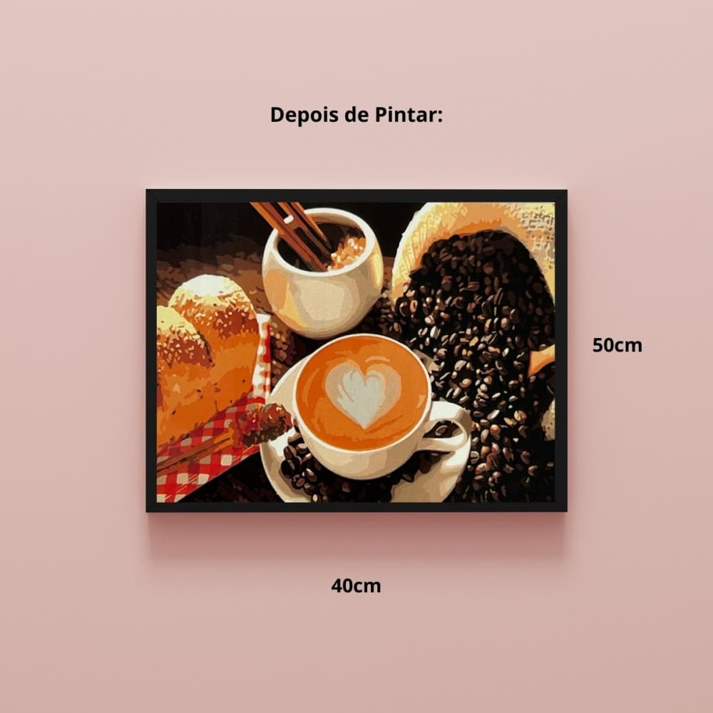 conjunto pintura numerada arte terapia 40x50cm café da tarde