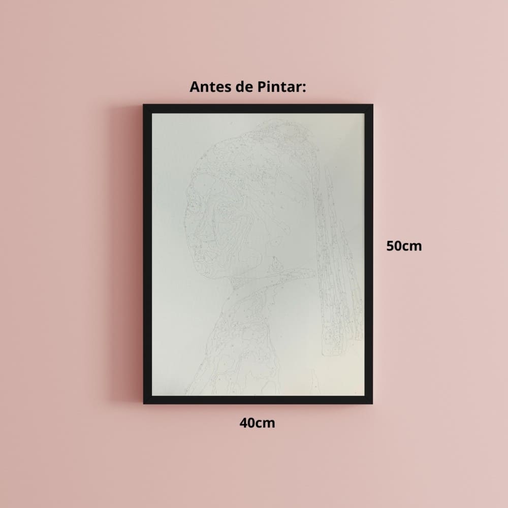 conjunto pintura numerada arte terapia 40x50cm moça do brinco de pérola