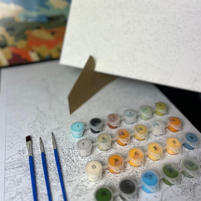 conjunto pintura numerada arte terapia 40x50cm moça do brinco de pérola