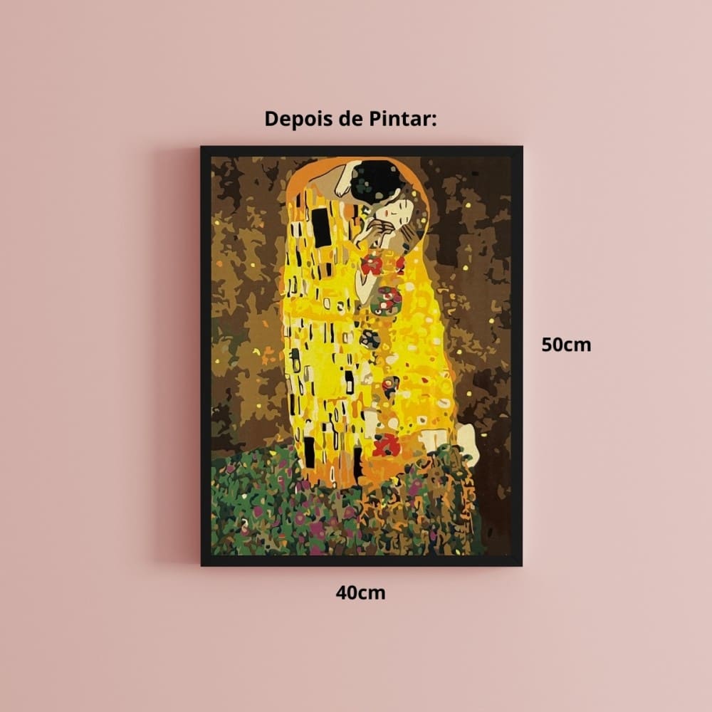 conjunto pintura numerada arte terapia 40x50cm o beijo