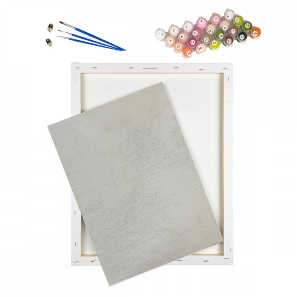 conjunto pintura numerada arte terapia 40x50cm pôr do sol