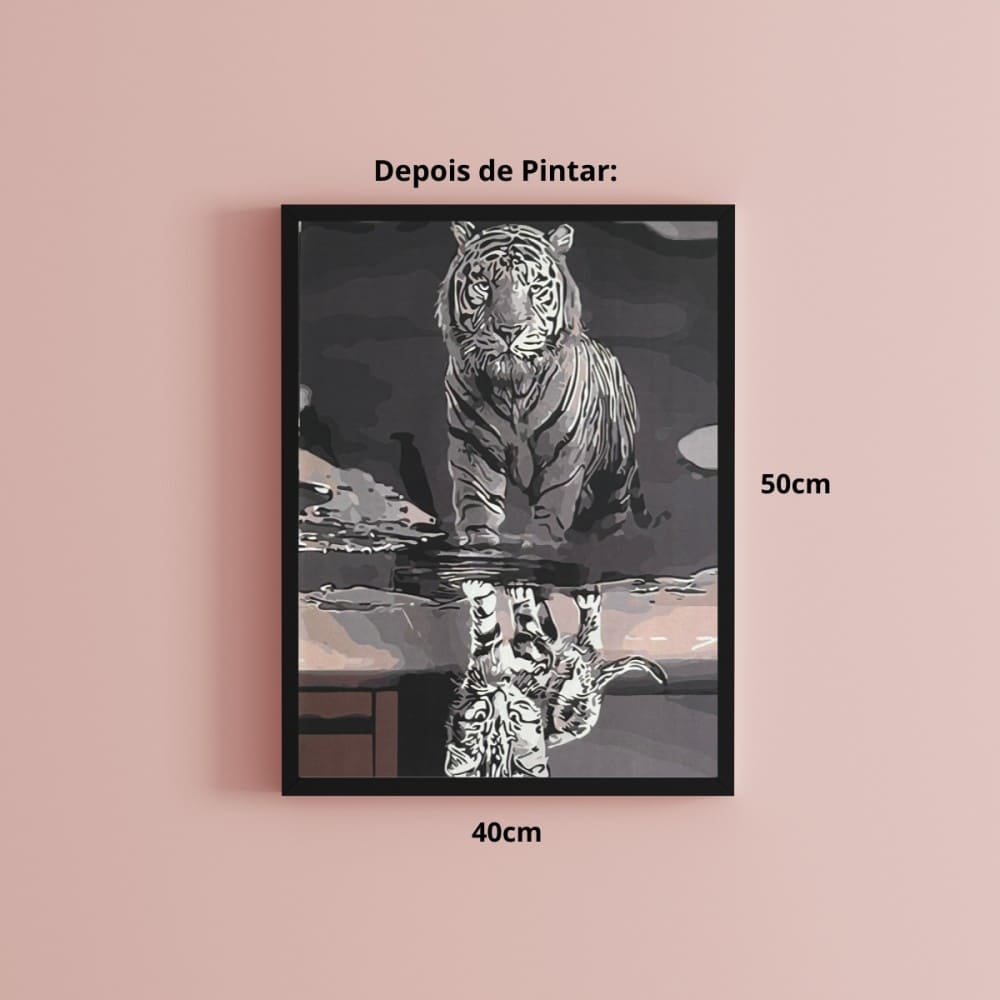 conjunto pintura numerada arte terapia 40x50cm tigre