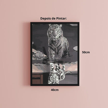 conjunto pintura numerada arte terapia 40x50cm tigre