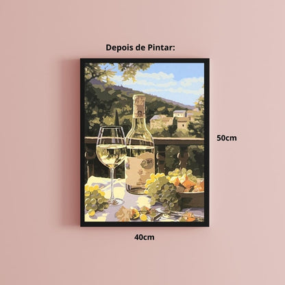 conjunto pintura numerada arte terapia 40x50cm vinho verde