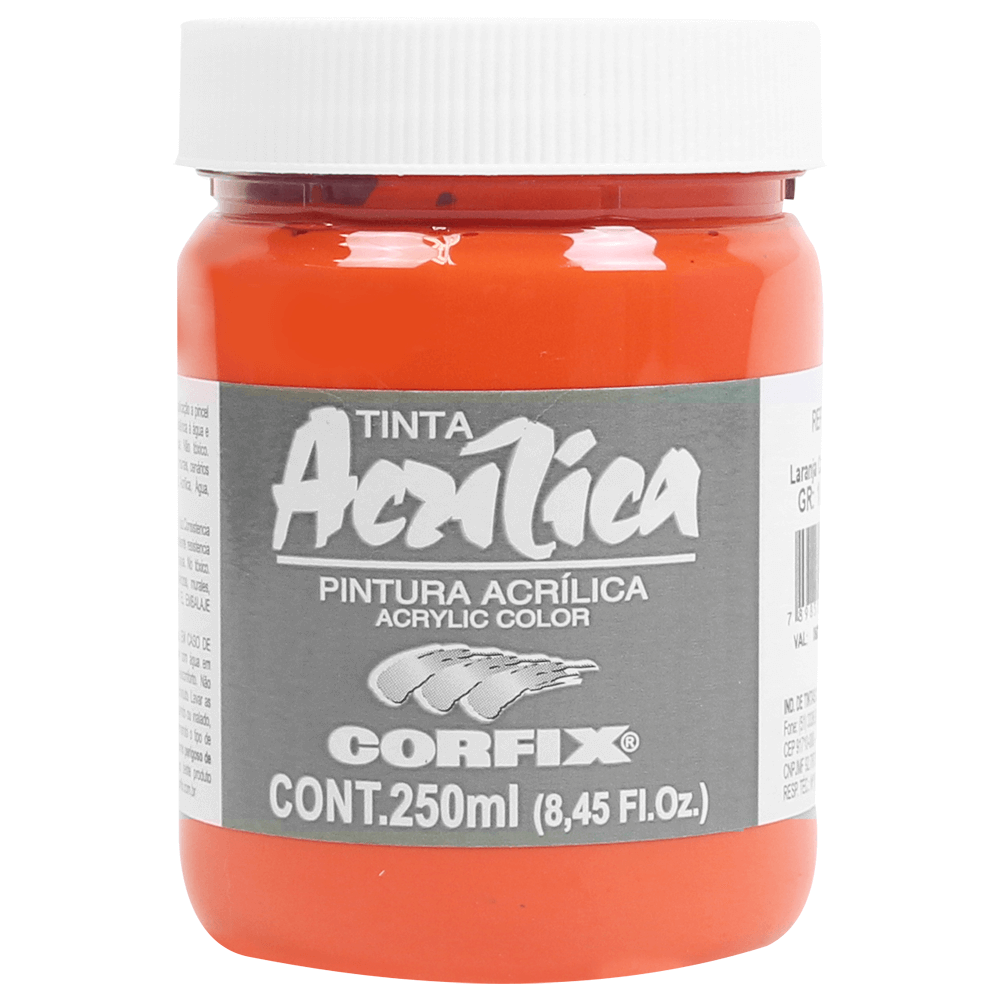Tinta Acrílica Corfix 250ml 126 Laranja Cádmio G1