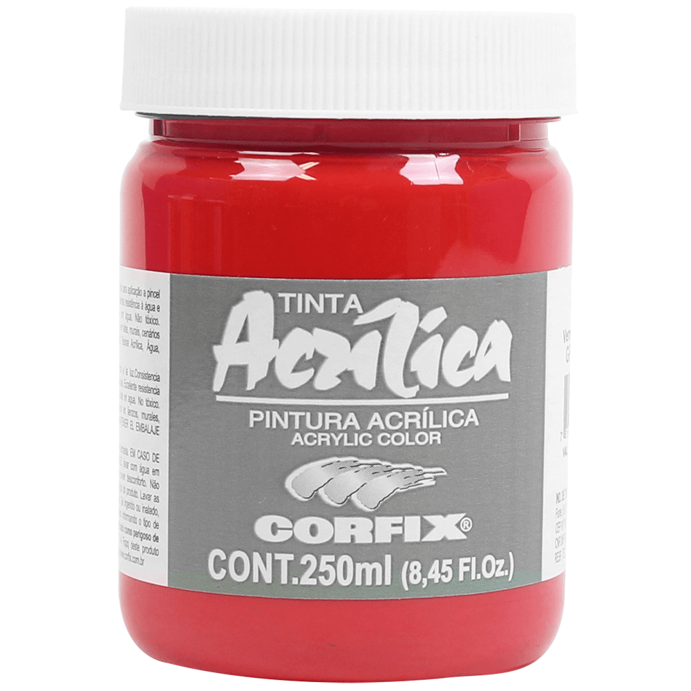 Tinta Acrílica Corfix 250ml 129 Vermelho Cádmio G1