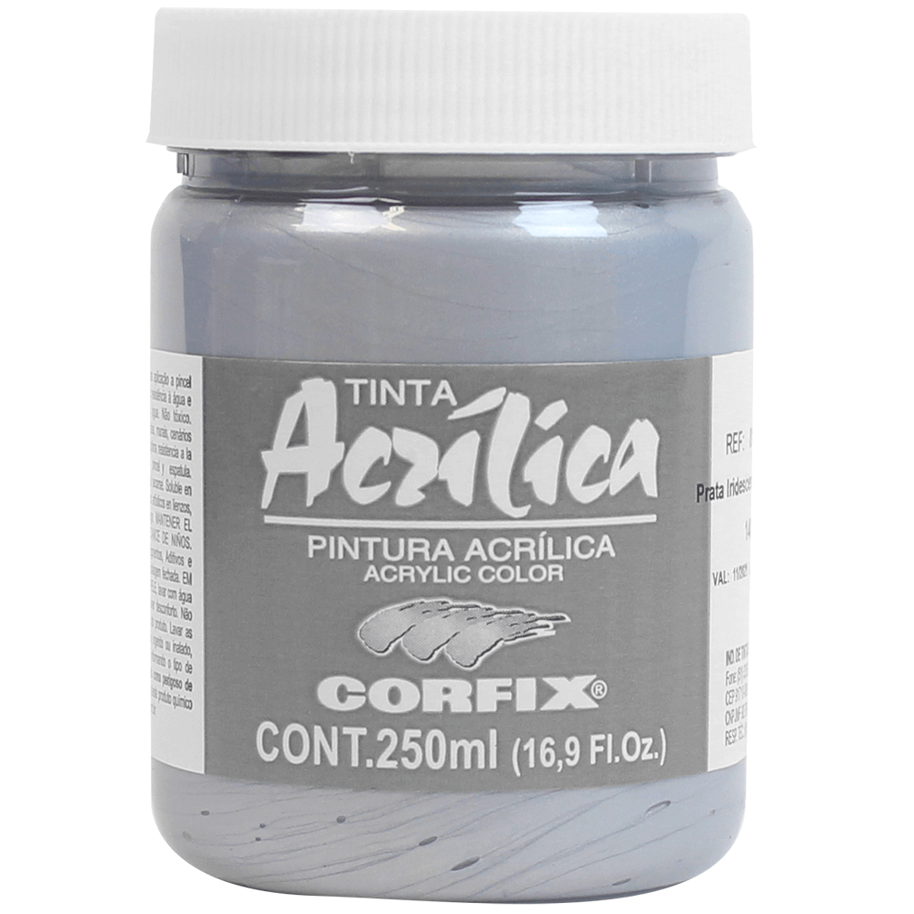 Tinta Acrílica Corfix 250ml Metálica 140 Prata Iridescente