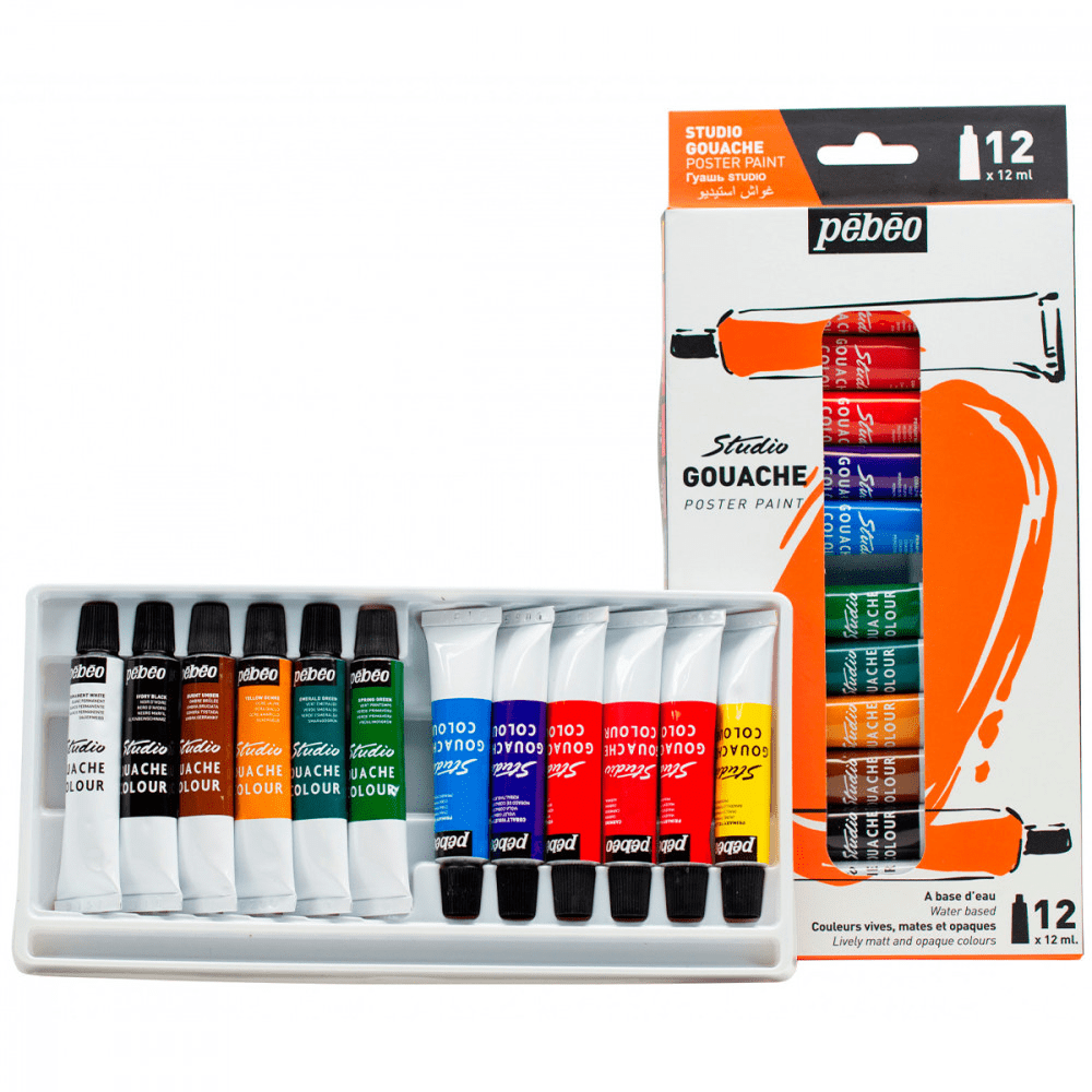 Estojo Tinta Guache Pébéo 12ml 12 Cores