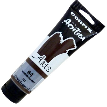 Tinta Acrílica Corfix Arts 120ml  64 Marrom Van Dick G1