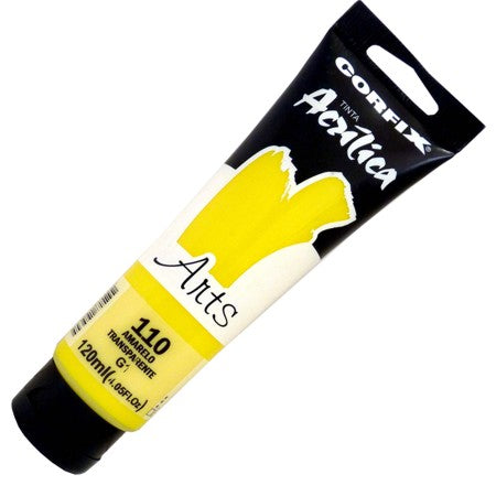 Tinta Acrílica Corfix Arts 120ml 110 Amarelo Transparente G1