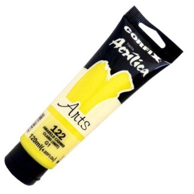 Tinta Acrílica Corfix Arts 120ml 122 Amarelo Cádmio Claro G1
