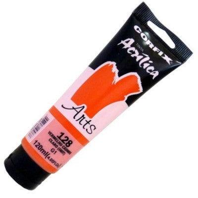 Tinta Acrílica Corfix Arts 120ml 128 Vermelho  Cádmio C. (IMIT) 