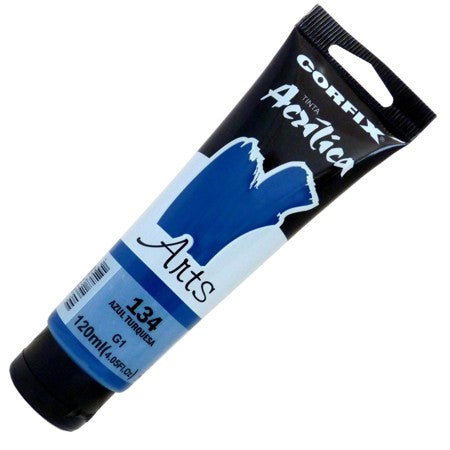 Tinta Acrílica Corfix Arts 120ml 134 Azul Turquesa G1