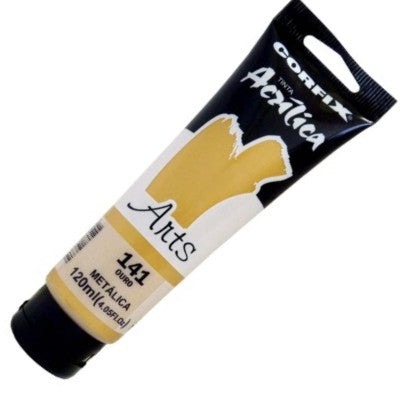 Tinta Acrílica Corfix Arts 120ml 141 Ouro Metálico