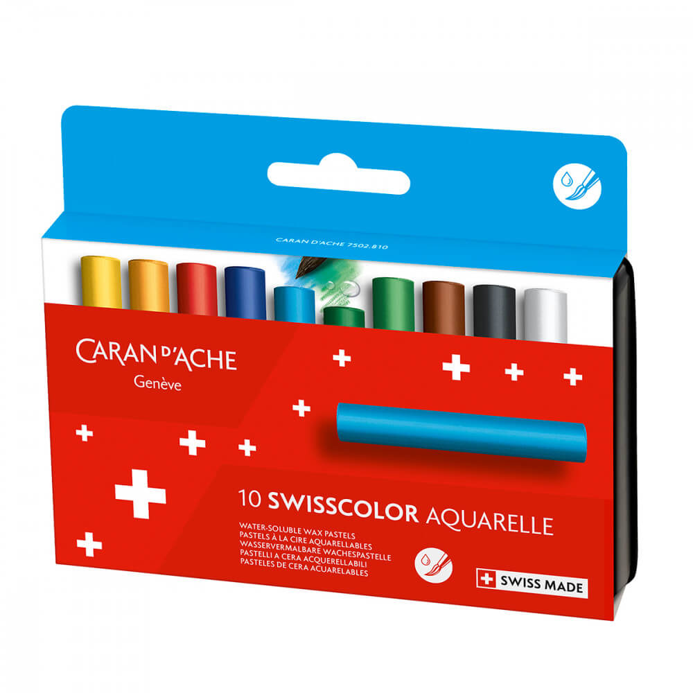 Pastel Aquarelável Wax Swisscolor Caran d’Ache 10 Cores
